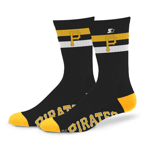 604 TMC 2 STRIPE PITTSBURGH PIRATES BLACK MENS SOCKS