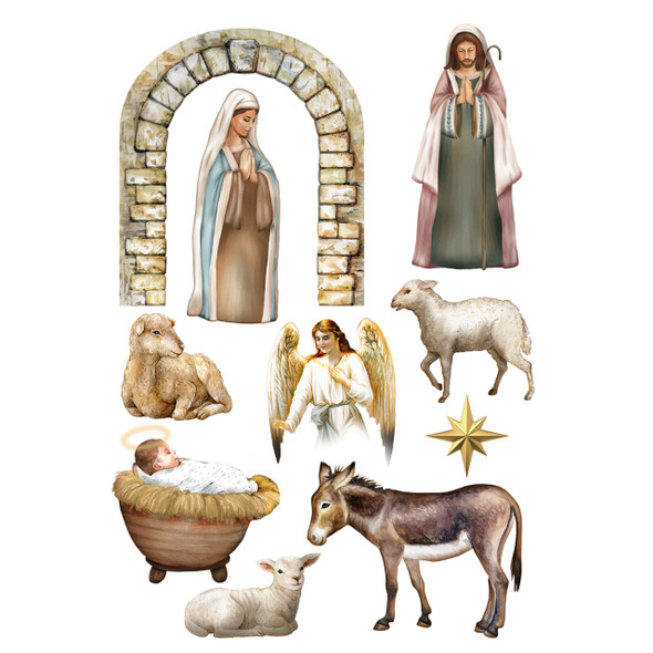 AWAY IN A MANGER WINDOW CLINGS
