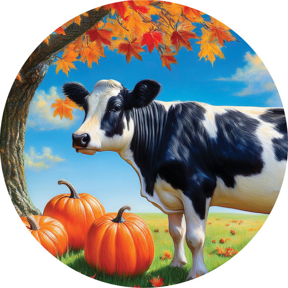 COW AND PUMPKINS ACCENT MAGNET