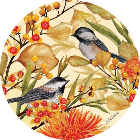 CHICKADEES AND BERRIES ACCENT MAGNET