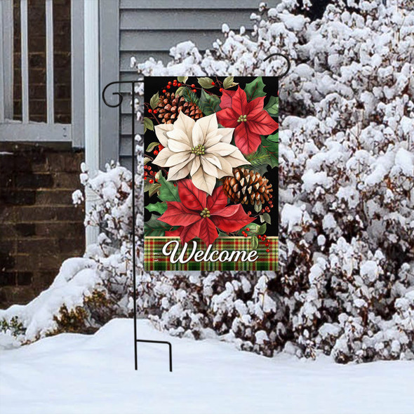 MIXED POINSETTIAS GARDEN FLAG