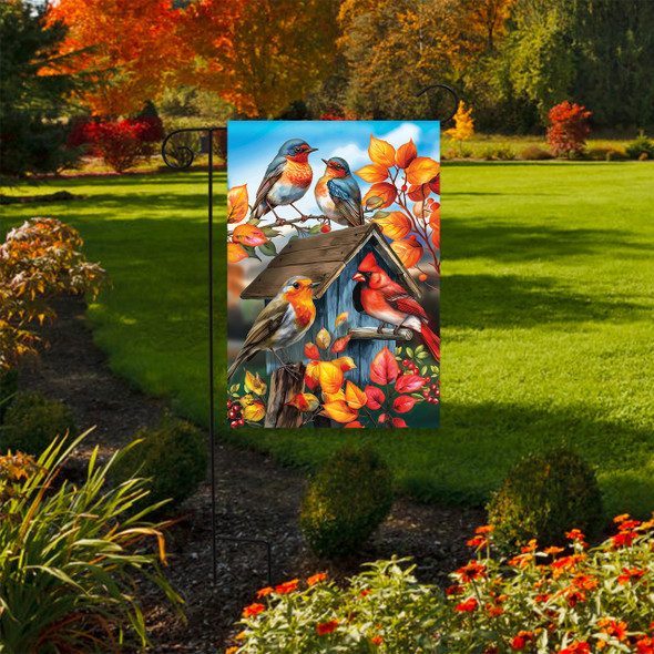 FALL BIRDS GARDEN FLAG
