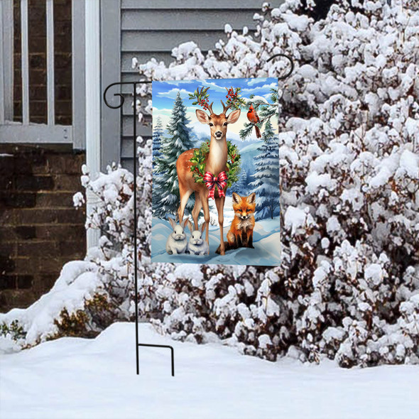 WOODLAND DEER GARDEN FLAG