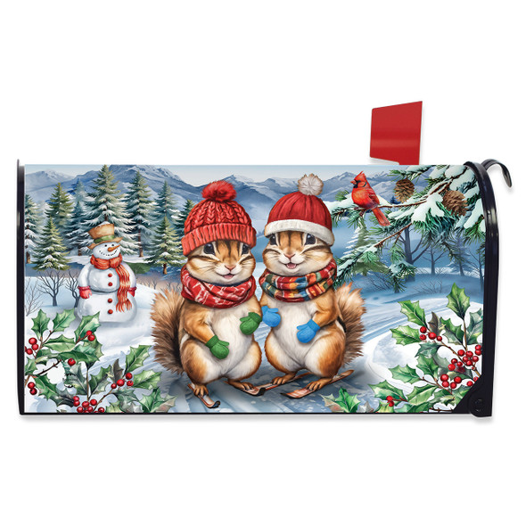 WINTER CHIPMUNKS MAILBOX COVER