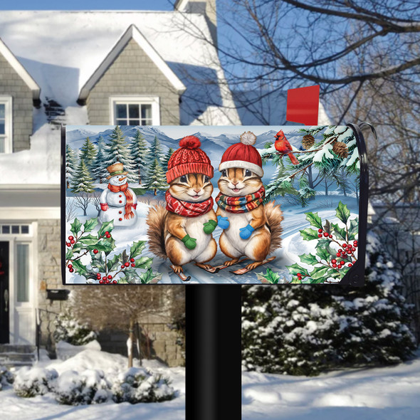 WINTER CHIPMUNKS MAILBOX COVER