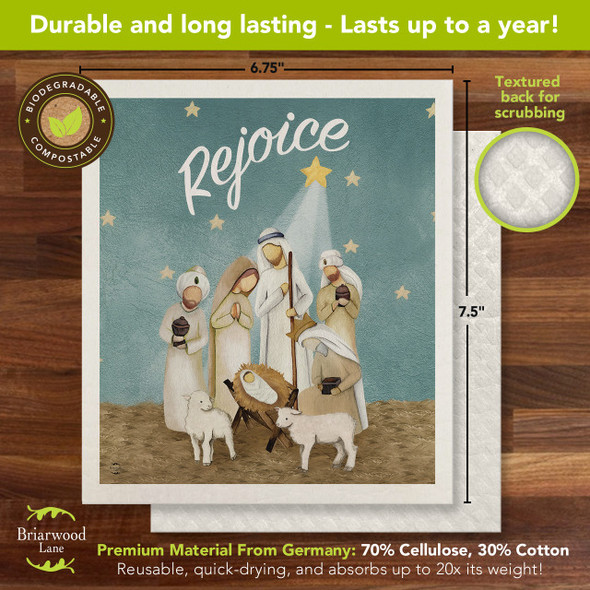 REJOICE NATIVITY SWEDISH DISHCLOTH