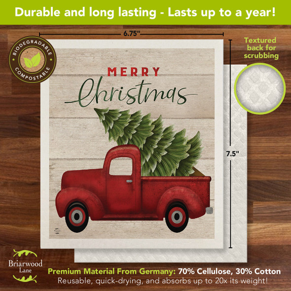 MERRY CHRISTMAS PICKUP  SWEDISH DISHCLOTH