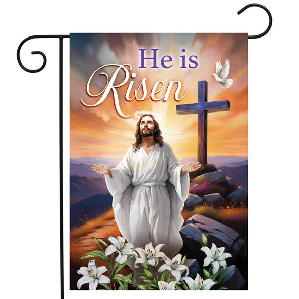 JESUS IS RISEN GARDEN FLAG