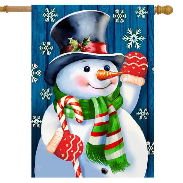 CANDY CANE SNOWMAN HOUSE FLAG