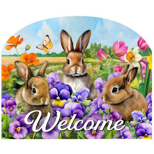 SPRING BUNNY TRIO ACRYLIC ART SIGN