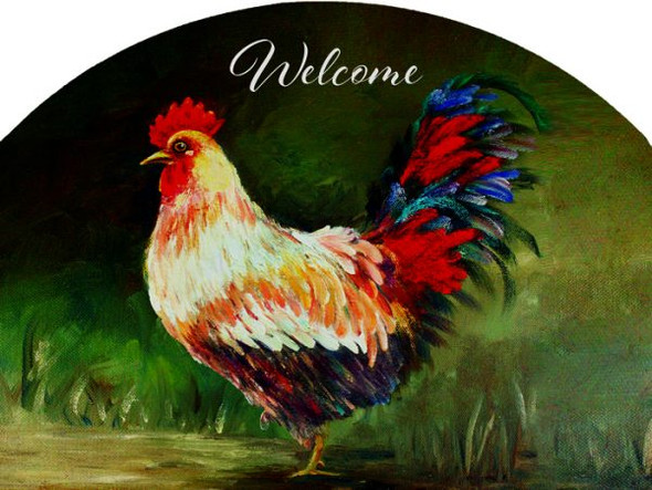 OLIVE ROOSTER SMALL SLIDER PLAQUE