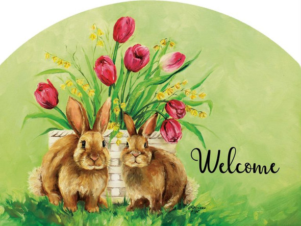 GREEN RABBITS SMALL SLIDER PLAQUE