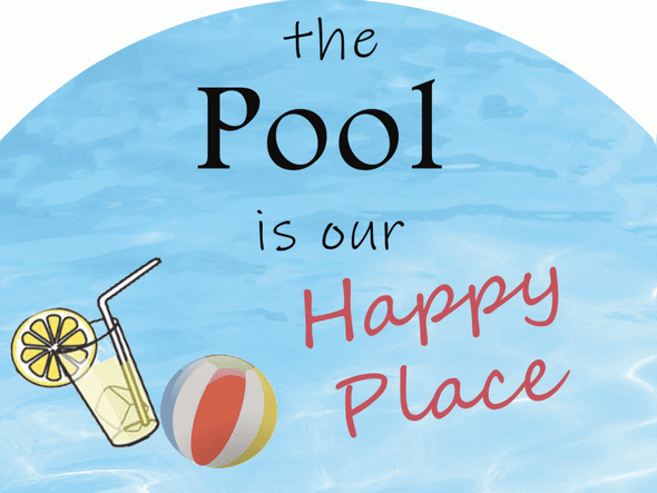 POOL HAPPY PLACE SMALL SLIDER PLAQUE