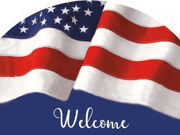 AMERICAN FLAG WELCOME LARGE SLIDER PLAQUE