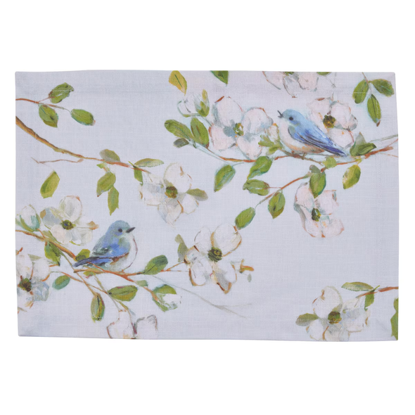 DOGWOODS AND BLUE BIRDS PLACEMAT 13X19