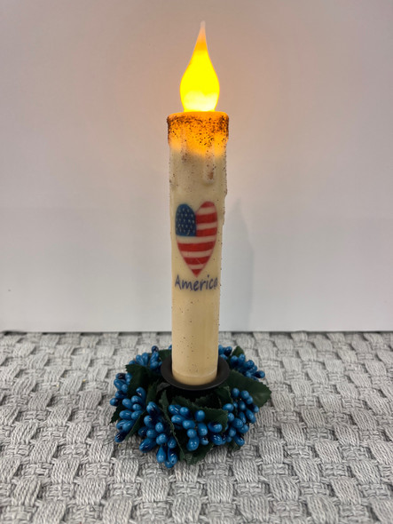 AMERICANA HEART 7" LED TAPER TIMER CANDLE