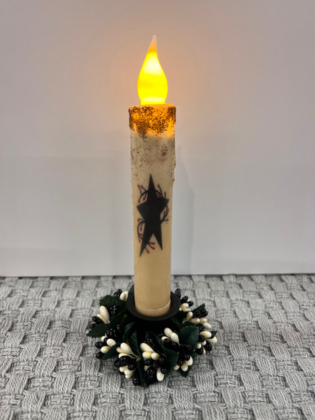 7" TIMER TAPER BLACK STAR WITH BERRY VINE