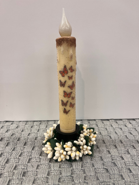 Floating Butterflies 7" LED TAPER TIMER CANDLE