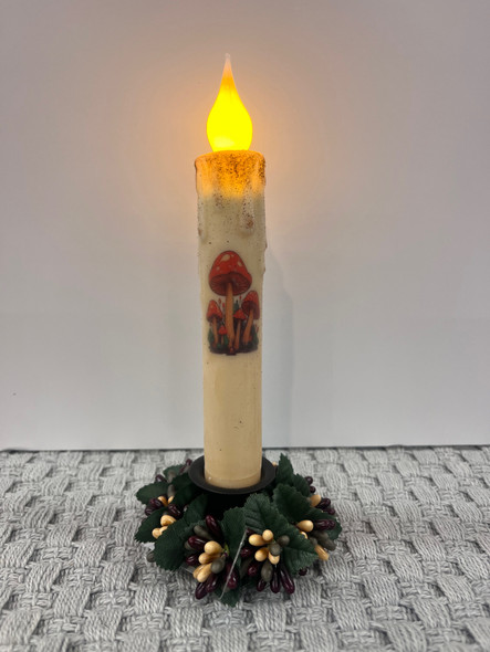 Red Mushroom 7" LED TAPER TIMER CANDLE