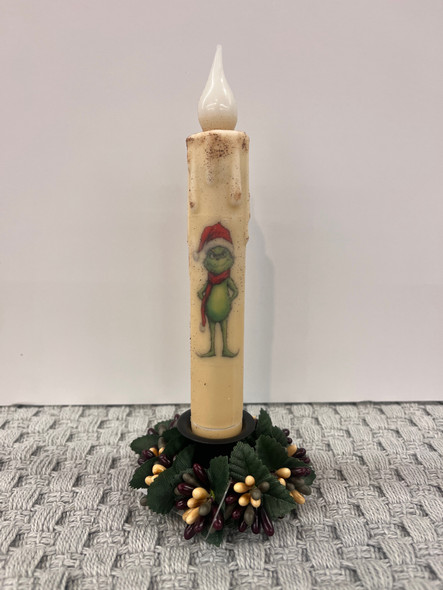 7" NEW GRINCH TAPER TIMER CANDLE