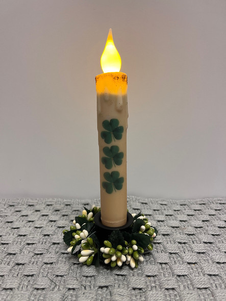 7" TIMER TAPER CANDLE TRIPLE CLOVER