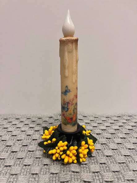 7" TIMER TAPER CANDLE BUTTERFLY PANORAMA