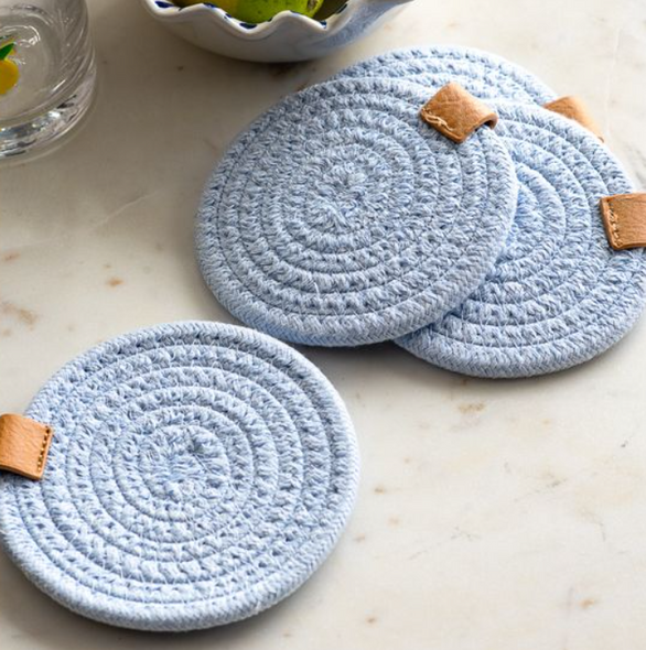 SET/4 ROUND CLOUD BLUE COASTERS