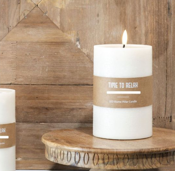 6" IVORY LED WIDE PILLAR CANDLE