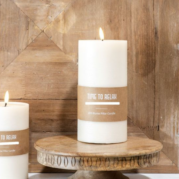 8" IVORY LED WIDE PILLAR CANDLE