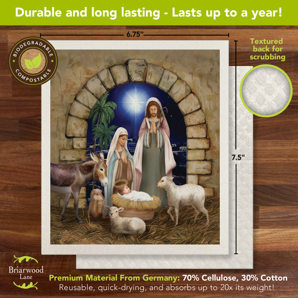 AWAY IN A MANGER SWEDISH DISHCLOTH