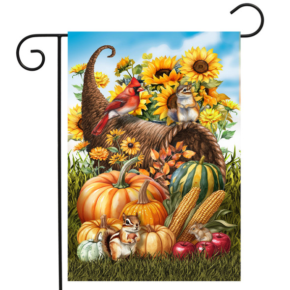 CORNUCOPIA AND CRITTERS GARDEN FLAG