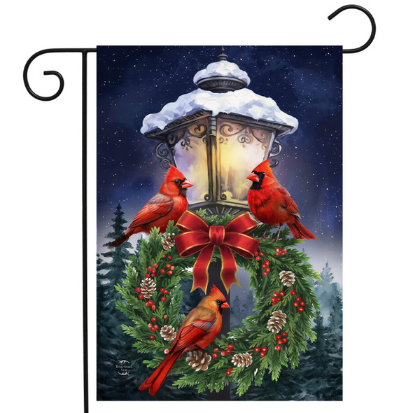 CARDINAL LANTERN WREATH GARDEN FLAG