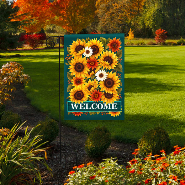 FALL WELCOME SUNFLOWERS GARDEN FLAG