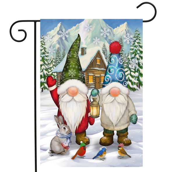 WINTER WELCOME GNOMES GARDEN FLAG