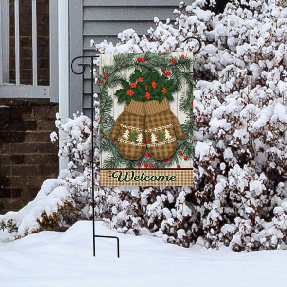 WARM WINTER MITTENS GARDEN FLAG