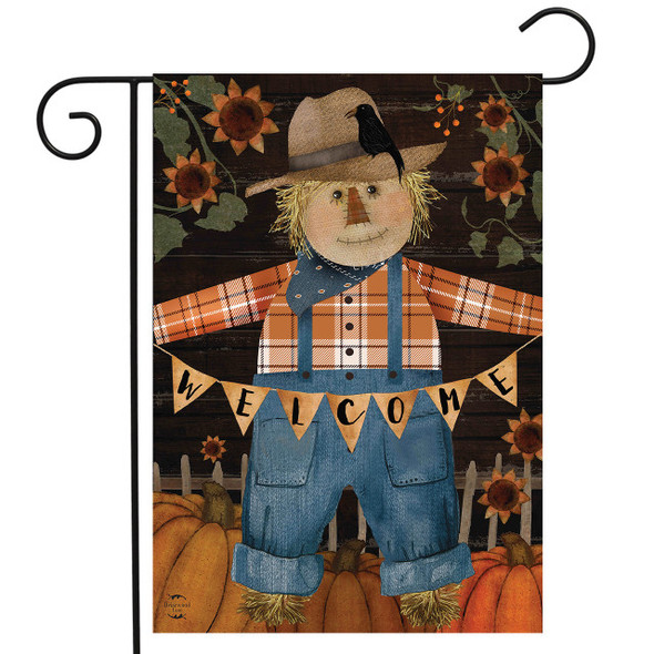 PRIMITIVE SCARECROW GARDEN FLAG
