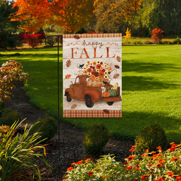 FALL BOUNTY TRUCK GARDEN FLAG