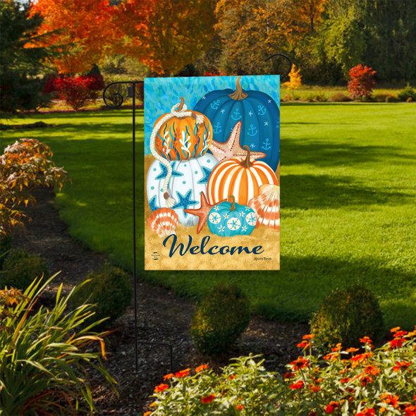 COASTAL HARVEST PUMPKINS GARDEN FLAG