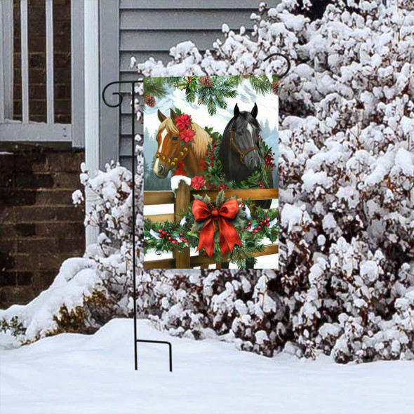 HOLIDAY HORSES GARDEN FLAG