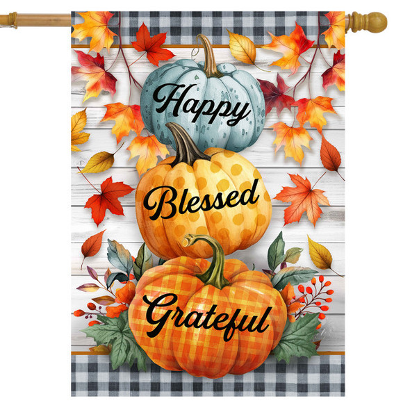 PUMPKINS AND STRIPES DOUBLE SIDED HOUSE FLAG