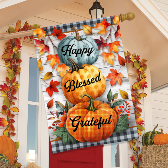 PUMPKINS AND STRIPES DOUBLE SIDED HOUSE FLAG