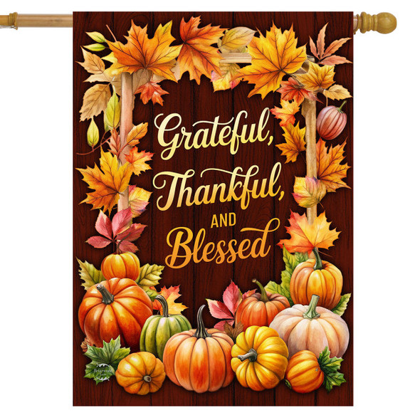 THANKFUL BLESSINGS DOUBLE SIDED HOUSE FLAG
