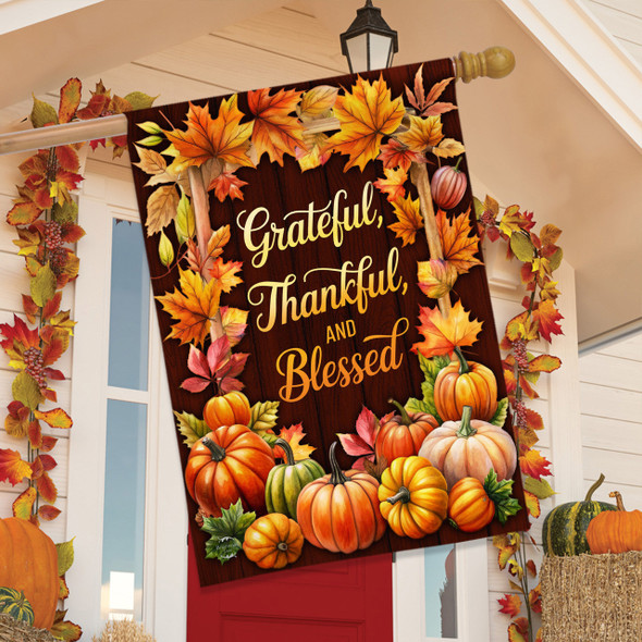 THANKFUL BLESSINGS DOUBLE SIDED HOUSE FLAG