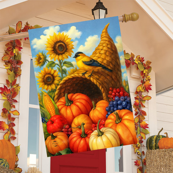 AUTUMN HARVEST GOLDFINCH HOUSE FLAG