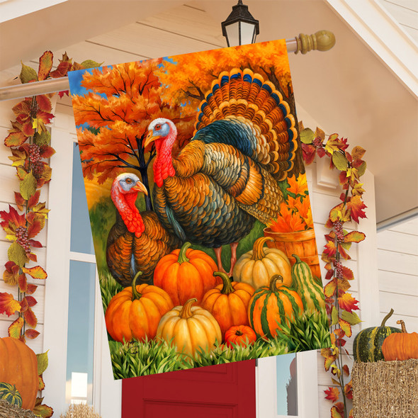 AUTUMN TURKEY PAIR HOUSE FLAG