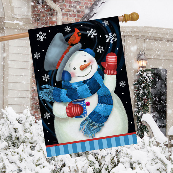 SNOWMAN GREETING HOUSE FLAG