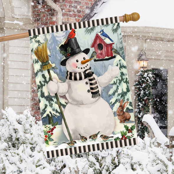 WINTER WELCOME SNOWMAN HOUSE FLAG