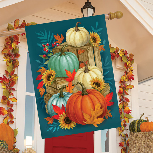 AUTUMN PUMPKIN CRATES HOUSE FLAG