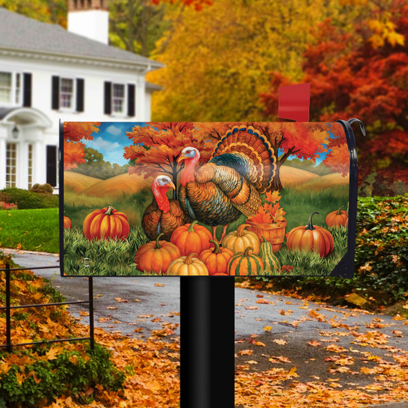AUTUMN TURKEY PAIR MAILBOX COVER