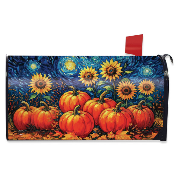 STARRY NIGHT PUMPKINS MAILBOX COVER